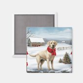 Labrador Retriever Hond in Sneeuw Kerstmis Magneet (Voorkant / Achterkant)