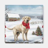 Labrador Retriever Hond in Sneeuw Kerstmis Magneet (Voorkant)