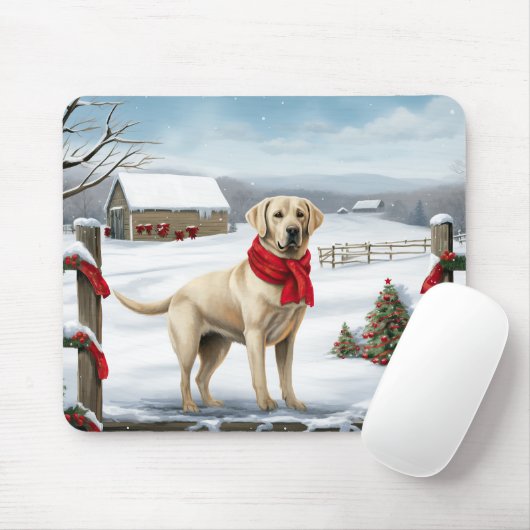 Labrador Retriever Hond in Sneeuw Kerstmis Muismat (Met muis)