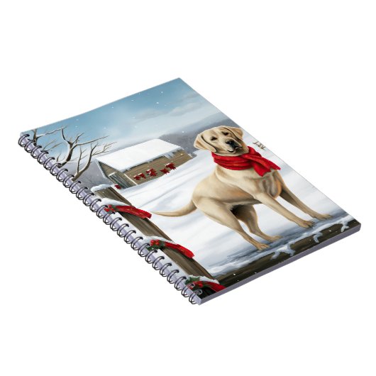 Labrador Retriever Hond in Sneeuw Kerstmis Notitieboek (Rechterzijde)