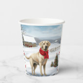 Labrador Retriever Hond in Sneeuw Kerstmis Papieren Bekers (Achterkant)