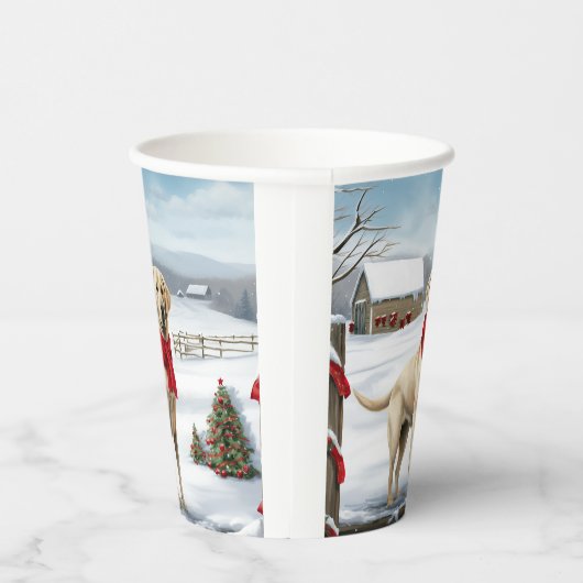 Labrador Retriever Hond in Sneeuw Kerstmis Papieren Bekers (Rechts)