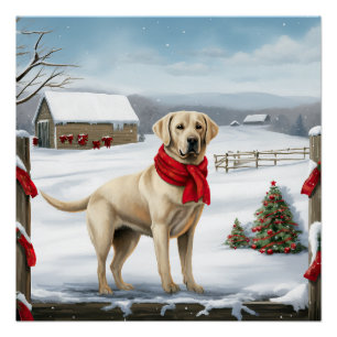 Labrador Retriever Hond in Sneeuw Kerstmis Perfect Poster
