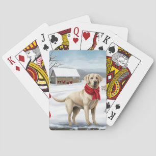 Labrador Retriever Hond in Sneeuw Kerstmis Pokerkaarten