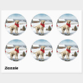 Labrador Retriever Hond in Sneeuw Kerstmis Ronde Sticker (Vel)