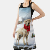 Labrador Retriever Hond in Sneeuw Kerstmis Schort (Insitu)