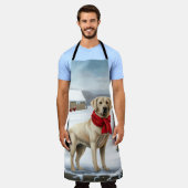 Labrador Retriever Hond in Sneeuw Kerstmis Schort (Gedragen)