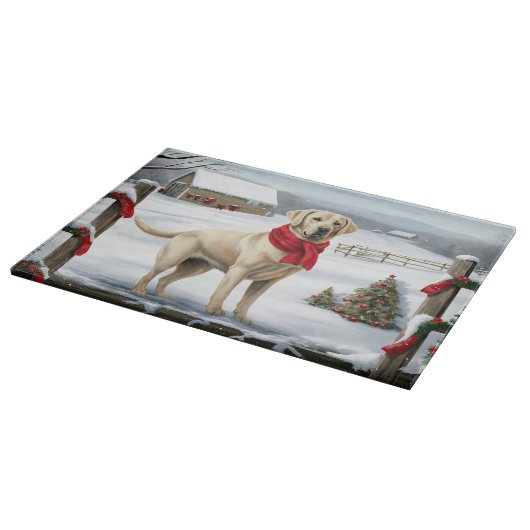 Labrador Retriever Hond in Sneeuw Kerstmis Snijplank (Hoek)