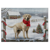 Labrador Retriever Hond in Sneeuw Kerstmis Snijplank (Voorkant)