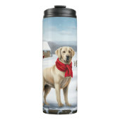 Labrador Retriever Hond in Sneeuw Kerstmis Thermosbeker (Voorkant)