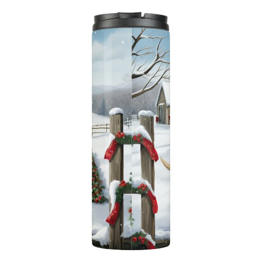 Labrador Retriever Hond in Sneeuw Kerstmis Thermosbeker (Achterkant)