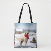 Labrador Retriever Hond in Sneeuw Kerstmis Tote Bag (Voorkant)