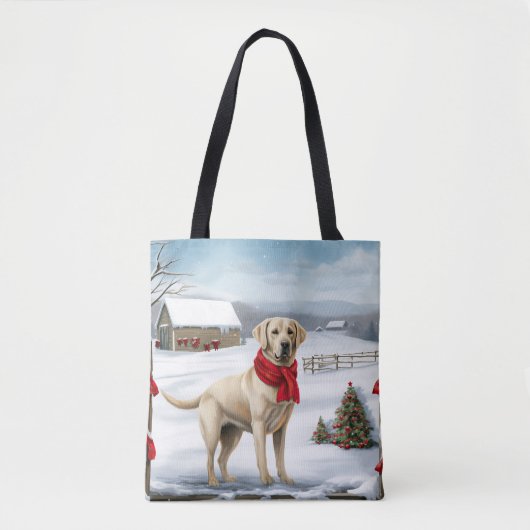 Labrador Retriever Hond in Sneeuw Kerstmis Tote Bag (Voorkant)