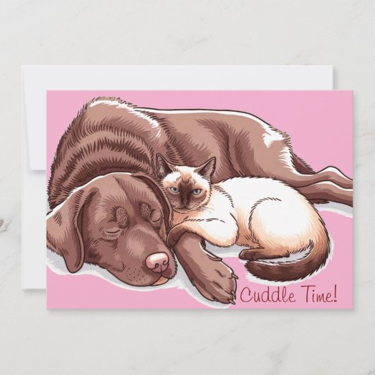 Labrador Retriever Hond Kat Knuffel Kerstkaart (Voorkant)