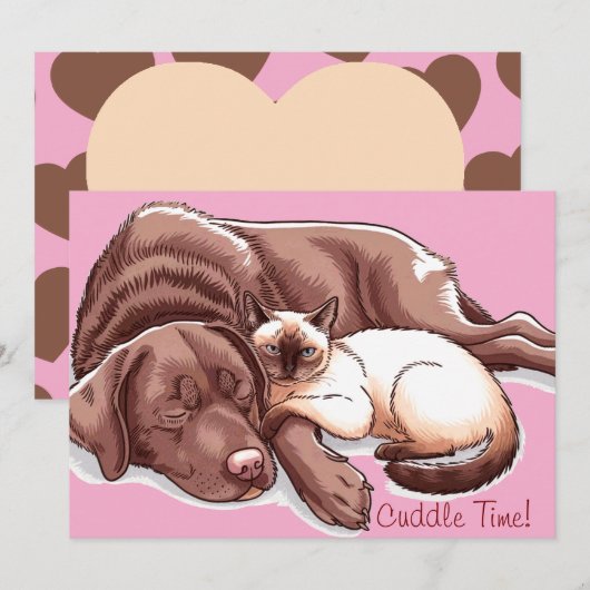 Labrador Retriever Hond Kat Knuffel Kerstkaart (Voorkant / Achterkant)