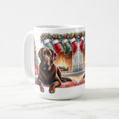 Labrador Retriever Hond Kerstmis Gezellige vakanti Koffiemok (Voorkant links)