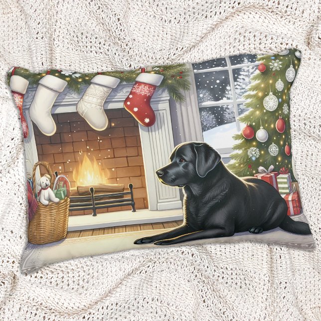 Labrador Retriever Hond Kerstvakantie Decoratief Kussen (Creator heeft geüpload)