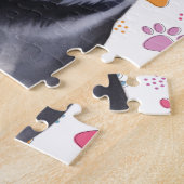 Labrador Retriever Hond Kleurrijke Paw Prints Legpuzzel (Zijkant)