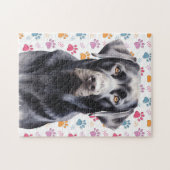 Labrador Retriever Hond Kleurrijke Paw Prints Legpuzzel (Horizontaal)