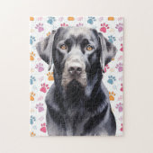 Labrador Retriever Hond Kleurrijke Paw Prints Legpuzzel (Verticaal)