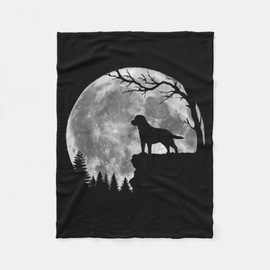 Labrador Retriever Hond Maan Silhouet Halloween Fleece Deken (Voorkant)