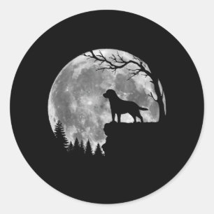 Labrador Retriever Hond Maan Silhouet Halloween Ronde Sticker
