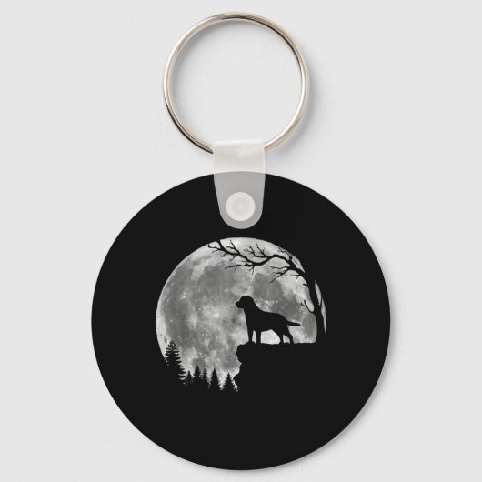 Labrador Retriever Hond Maan Silhouet Halloween Sleutelhanger (Voorkant)