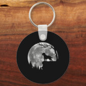 Labrador Retriever Hond Maan Silhouet Halloween Sleutelhanger (Voorkant)