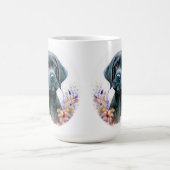 Labrador Retriever Hond Moderne Bloemen Puppy Koffiemok (Center)