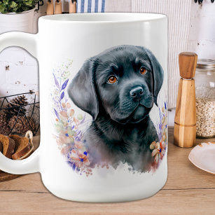 Labrador Retriever Hond Moderne Bloemen Puppy Koffiemok