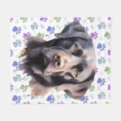Labrador Retriever Hond Moderne Kleurrijke Paw Pri Fleece Deken (Voorkant (Horizontaal))