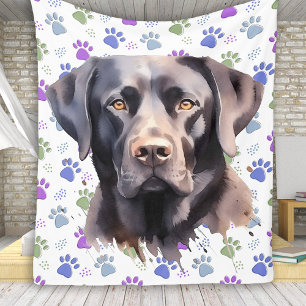 Labrador Retriever Hond Moderne Kleurrijke Paw Pri Fleece Deken