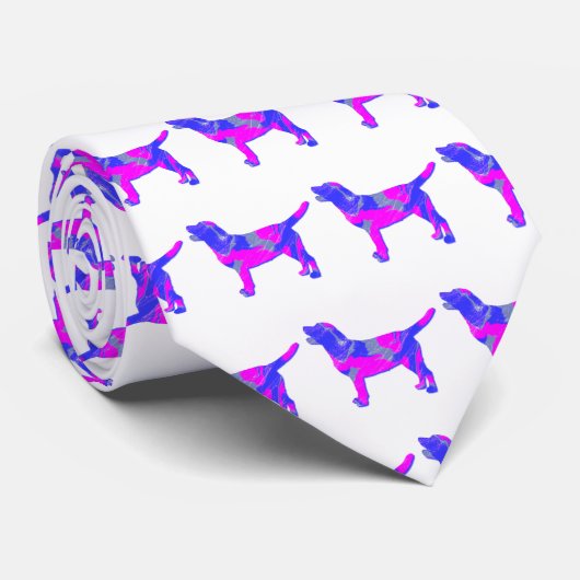 Labrador Retriever Hond Roze Silhouet Witte Hals Stropdas (Opgerold)