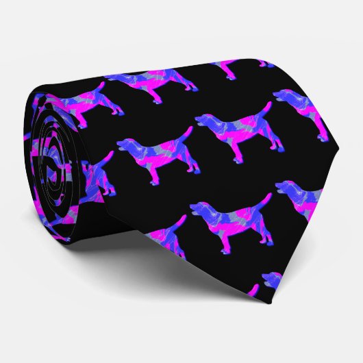 Labrador Retriever Hond Roze Silhouet Zwarte Hals Stropdas (Opgerold)