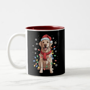 Labrador Retriever Hond Santa Claus Hoed Kerstmis  Tweekleurige Koffiemok