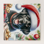 Labrador Retriever Hond Santa Cookies Kerstmis Legpuzzel (Horizontaal)