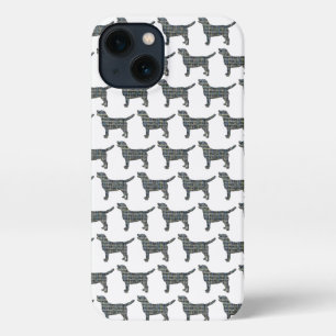 Labrador Retriever Hond Schattig Silhouet Grid Wit iPhone 13 Hoesje