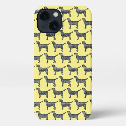 Labrador Retriever Hond Schattig Silhouet Raster G iPhone Hoesje (Achterkant)