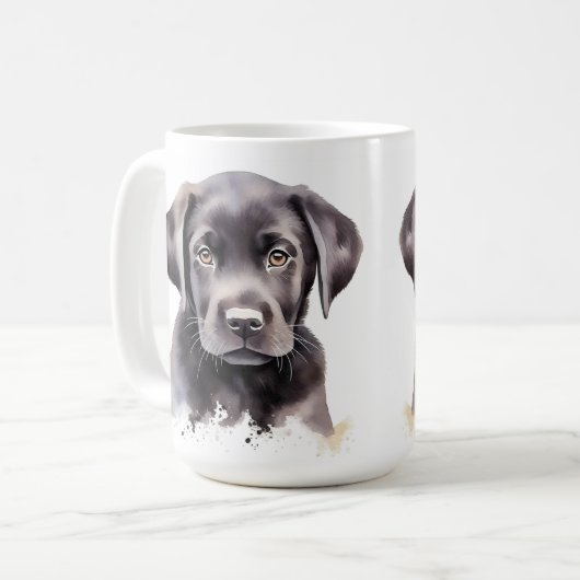 Labrador Retriever Hond Schattigee Waterverf Puppy Koffiemok (Voorkant links)