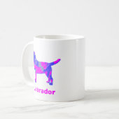 Labrador Retriever Hond Silhouet Crazy Hot Pink Koffiemok (Voorkant links)