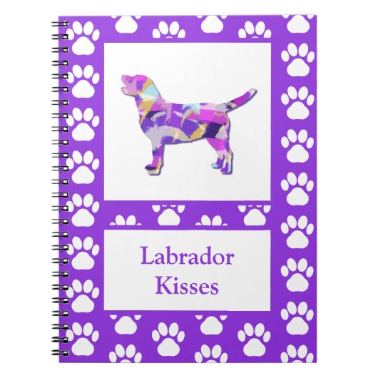 Labrador Retriever Hond Silhouet Poot Paarse PY&B Notitieboek (Voorkant)