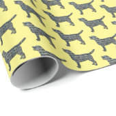 Labrador Retriever Hond Silhouet Y & B Raster Geel Cadeaupapier (Rol Hoek)