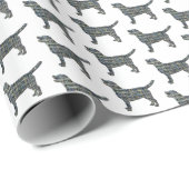 Labrador Retriever Hond Silhouet Y & B Raster Wit Cadeaupapier (Rol Hoek)