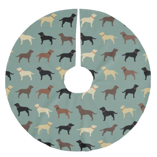 Labrador Retriever Hond Silhouetten Labs Kerstmis Kerstboom Rok (Voorkant)