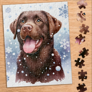Labrador Retriever Hond Sneeuwvlokken Kerstmis Legpuzzel