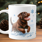 Labrador Retriever Hond Sneeuwvlokken Speelse Pupp Grote Koffiekop