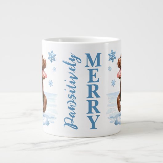 Labrador Retriever Hond Sneeuwvlokken Speelse Pupp Grote Koffiekop (Voorkant)