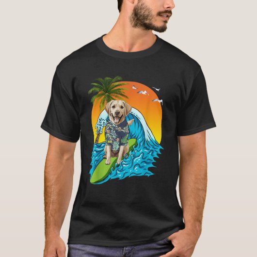 Labrador Retriever Hond Surfen Surfer Hawaii Zomer T-shirt (Voorkant)