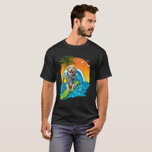 Labrador Retriever Hond Surfen Surfer Hawaii Zomer T-shirt (Voorkant volledig)