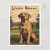 Labrador Retriever Hond Vintage Kunst Briefkaart (Voorkant)